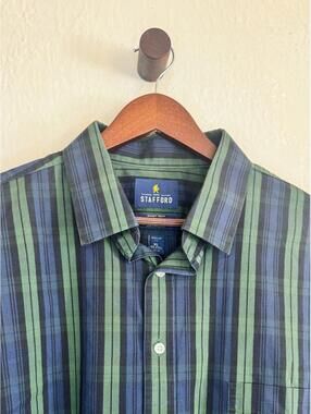 Stafford Smart Tech Striped Button Down Shirt XL